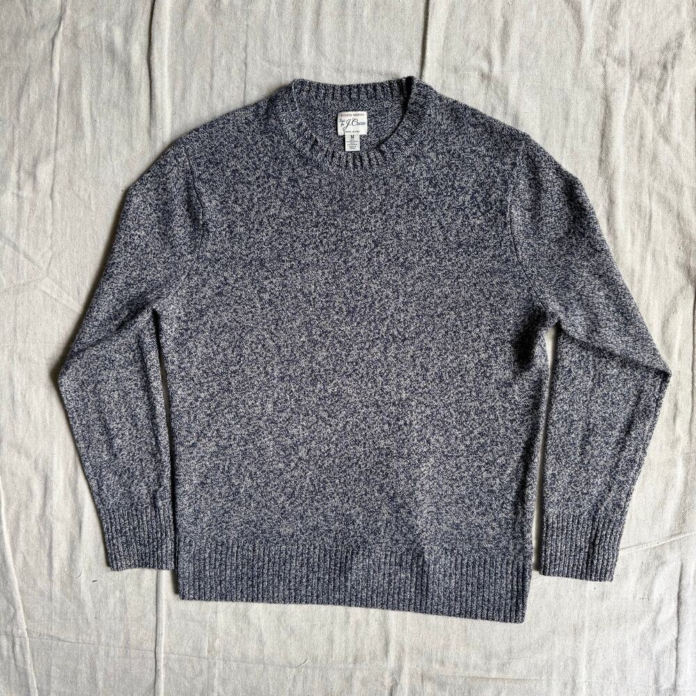 J. Crew Sweater Men's M Rugged Merino Wool Blend Crewneck Knit Gray Heathered